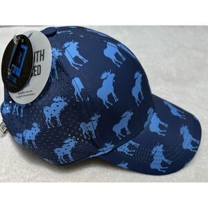 NWT ROBIN RUTH 'Montana' Moose Mesh Navy Blue Wilderness Hook‎ and Loop Hat